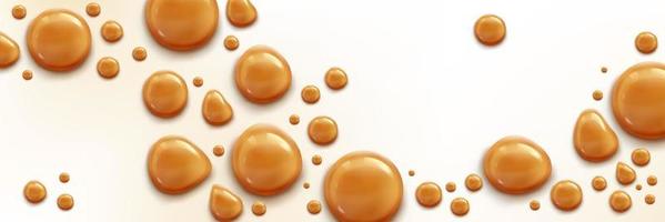 Drops of caramel sauce, toffee cream or syrup vector