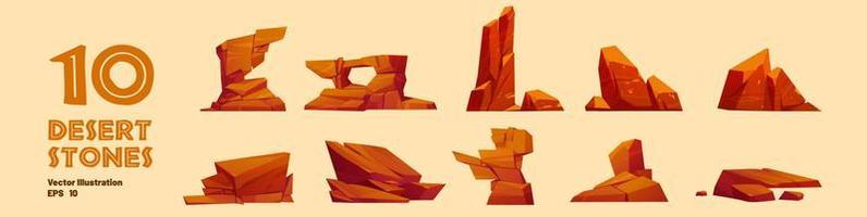 Set of desert stones, mountain rock lumps bundle vector