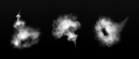 Realistic set of smoke clouds after quick start vector