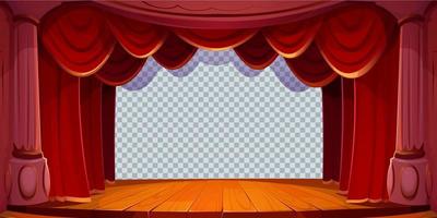 Theater stage, empty retro scene with curtains vector