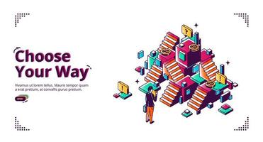 Choose your way, career development banner vector