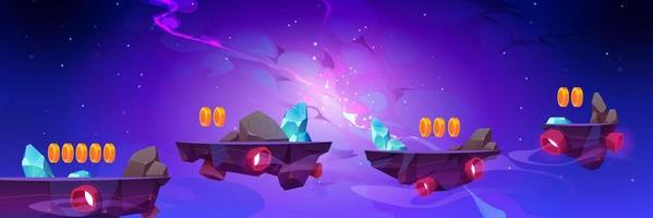 Space game, mobile arcade with flying platforms vector