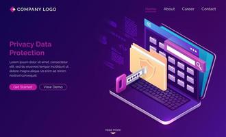 Landing page of privacy data protection, GDPR vector