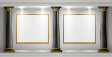 Gallery interior with columns and blank paintings vector