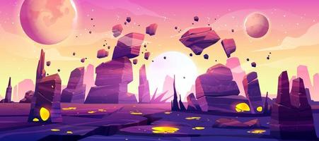 Alien planet landscape for space game background vector