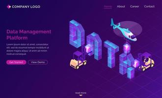 DMP, Data management platform isometric landing vector