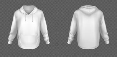 Hoody, white sweatshirt mock up front and back set vector