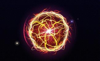 Electric ball, lightning circle strike, plasma vector