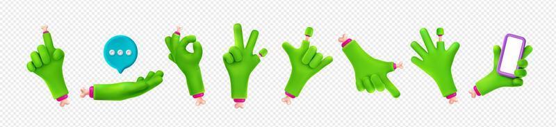 Zombie hand gestures set on white background vector