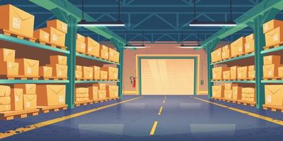 Warehouse interior, logistics, cargo delivery vector