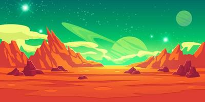 Mars landscape, alien planet, martian background vector