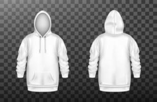 sudadera con capucha, sudadera blanca simulada en la parte delantera y trasera vector