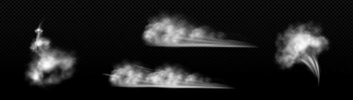 White smoke clouds, wind blow, spray, powder set vector