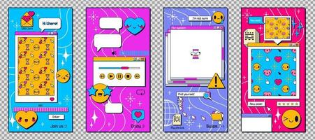 Y2k windows for mobile phone, stories retro screen vector