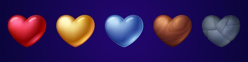 Heart icons, Valentine day romantic symbol of love vector