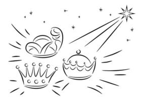 Crowns from three kings with star above them vector