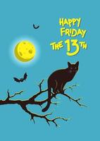 Black Cat on Friday the 13th vector