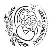 Virgin Mary and Baby Jesus illustration vector