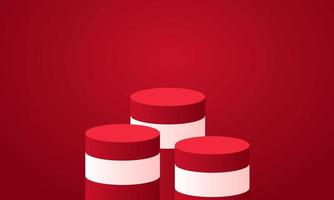 abstract red podium on showing product background vector