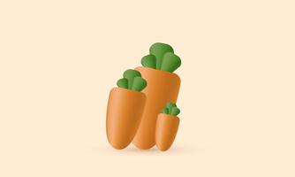 ilustración realista icono zanahoria estilo moderno 3d creativo aislado en el fondo vector
