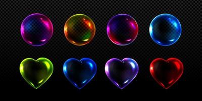 Clear soap bubbles with neon light reflections vector