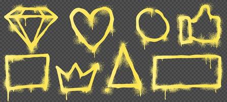Set of graffiti spray pictures on gray vector