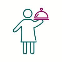 Unique Man Serving Food Vector Line Icon