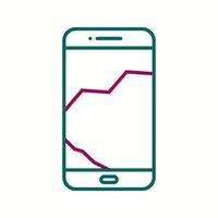 Unique Broken Cell Phone Vector Line Icon