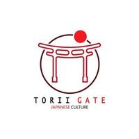 torii gate japanese traditional culture simple logo illustration icon with aesthetic minimalist vector concept