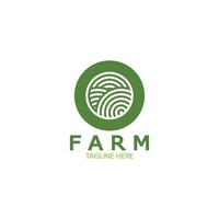 Ilustración de diseño de logotipo orgánico de agricultura agrícola de negocios agrícolas, campo de cultivo, pasto, leche, concepto de diseño, símbolo creativo, icono, plantilla vector