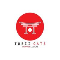 puerta torii cultura tradicional japonesa icono de ilustración de logotipo simple con concepto de vector minimalista estético