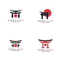 puerta torii cultura tradicional japonesa icono de ilustración de logotipo simple con concepto de vector minimalista estético