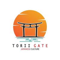 torii gate japanese traditional culture simple logo illustration icon with aesthetic minimalist vector concept