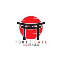 puerta torii cultura tradicional japonesa icono de ilustración de logotipo simple con concepto de vector minimalista estético