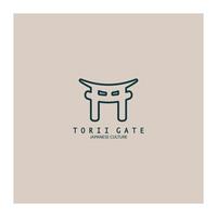 torii gate japanese traditional culture simple logo illustration icon with aesthetic minimalist vector concept