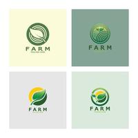Farm  agriculture organic  logo design illustration of agriculture business, crop field, pasture, milk, Design Concept, Creative Symbol, Icon,Template vector