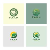 Ilustración de diseño de logotipo orgánico de agricultura agrícola de negocios agrícolas, campo de cultivo, pasto, leche, concepto de diseño, símbolo creativo, icono, plantilla vector