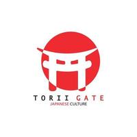 puerta torii cultura tradicional japonesa icono de ilustración de logotipo simple con concepto de vector minimalista estético