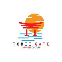 puerta torii cultura tradicional japonesa icono de ilustración de logotipo simple con concepto de vector minimalista estético