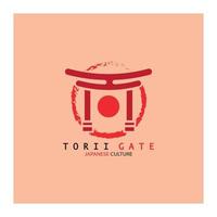 torii gate japanese traditional culture simple logo illustration icon with aesthetic minimalist vector concept