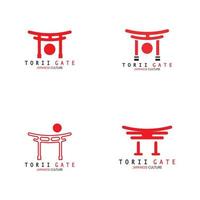 puerta torii cultura tradicional japonesa icono de ilustración de logotipo simple con concepto de vector minimalista estético