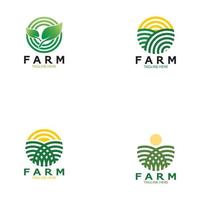Farm  agriculture organic  logo design illustration of agriculture business, crop field, pasture, milk, Design Concept, Creative Symbol, Icon,Template vector