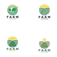 Ilustración de diseño de logotipo orgánico de agricultura agrícola de negocios agrícolas, campo de cultivo, pasto, leche, concepto de diseño, símbolo creativo, icono, plantilla vector