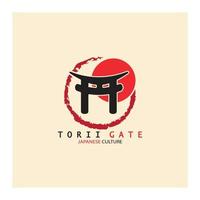 torii gate japanese traditional culture simple logo illustration icon with aesthetic minimalist vector concept