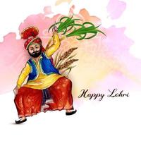 Happy Lohri Indian festival celebration greeting card design vector