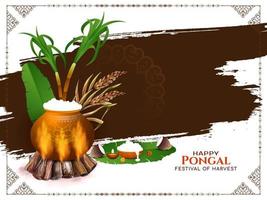 hermoso feliz pongal tradicional fondo del festival indio del sur vector