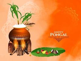 Happy Pongal Indian traditional festival background vector