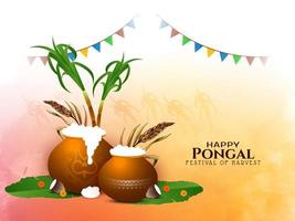 Happy Pongal cultural Indian festival celebration card design vector