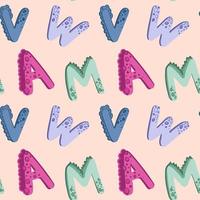 ABC seamless pattern in simple cartoon style. Cute dinosaur alphabet print - hand drawn childish seamless pattern design. Digital paper. vector
