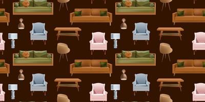 Seamless background of furniture for sitting. Pattern for gift paper, socks, sweater, jumper or paper design. vector